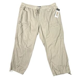 Stitch Star Convertible Crop Pants Women’s 2X Beige Capri Stretch Band Comfy NWT